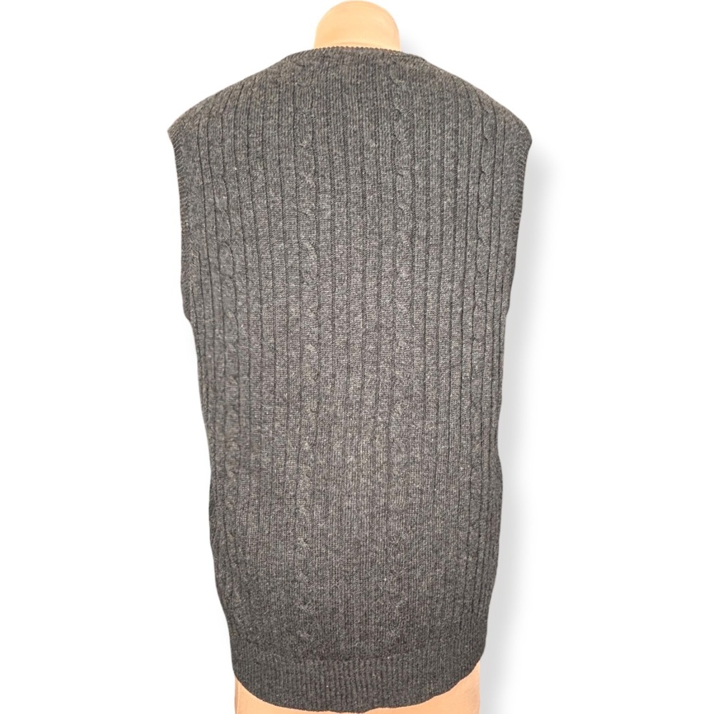 Vintage Gray Silk Cashmere Cable Knit Button Front Cardigan Vest Lightweight - Picture 4 of 8